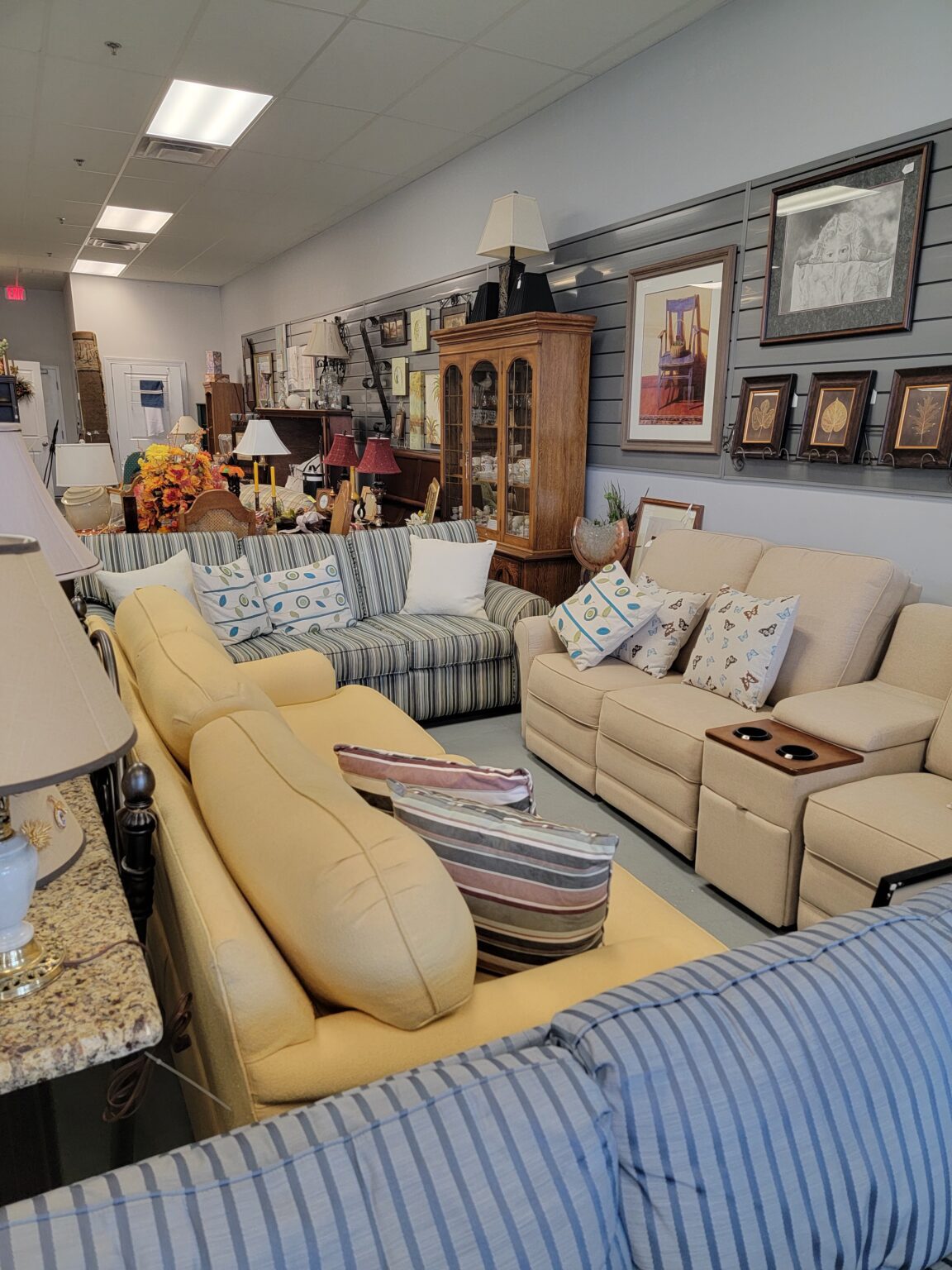 Assorted sofas and decor in store display